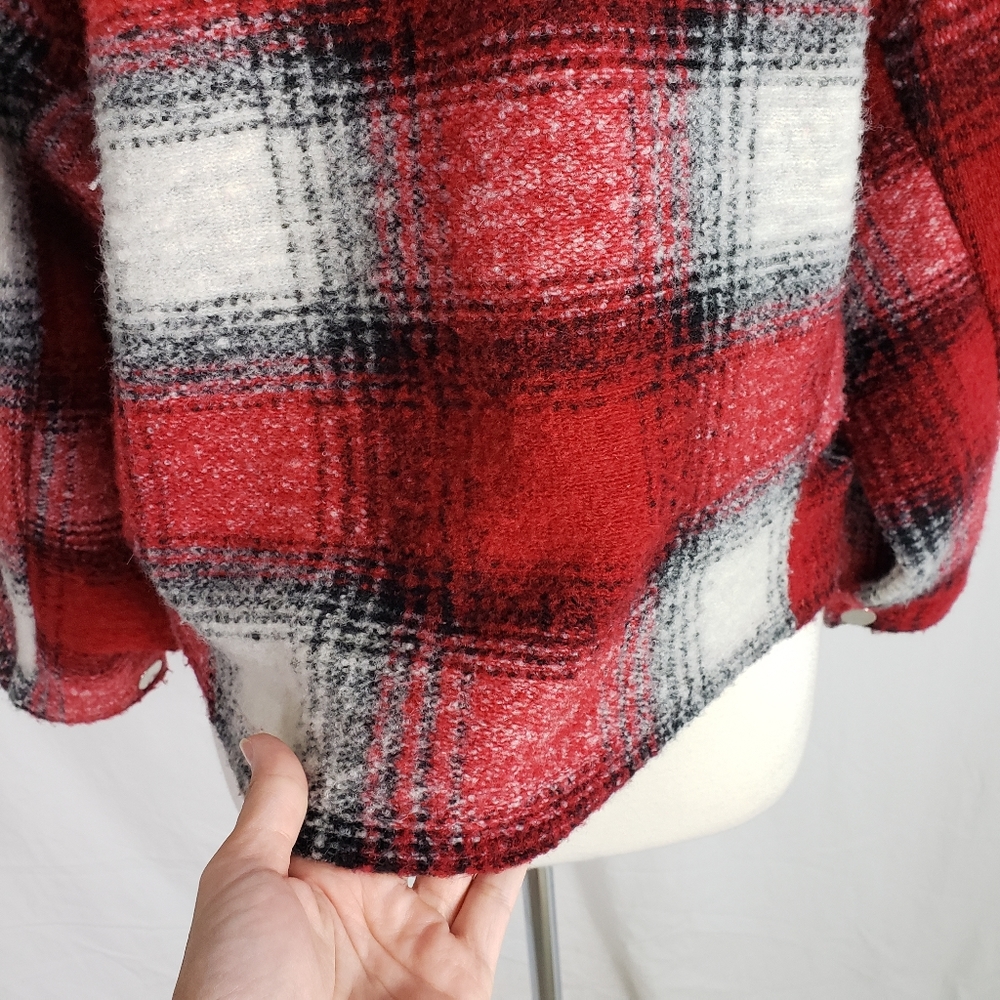 Zara Women's Wool Blend Plaid Check Oversized Sweater Top Sz Small - Picture 6 of 8